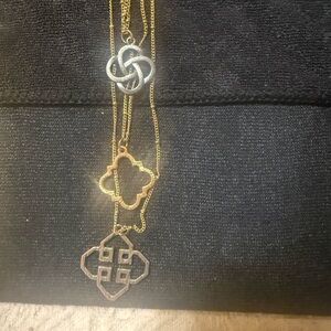 Elegant 3 strand Gold and Silver & Bronze Pendants Necklace